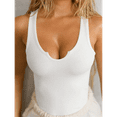 thumbnail image 4 of Tank Tops for Women Summer Sleeveless Shirts V Neck Ribbed Slim Fitted Tops Blouses White M, 4 of 7