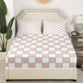 thumbnail image 3 of Erosebridal Light Pink Checkered Bedding King White Cream Checkerboard Sheet Set,Buffalo Plaid Grid Bed Sheets Teen Aesthetic Geometric Gingham Bed Sheet Set 4 Piece, 3 of 6