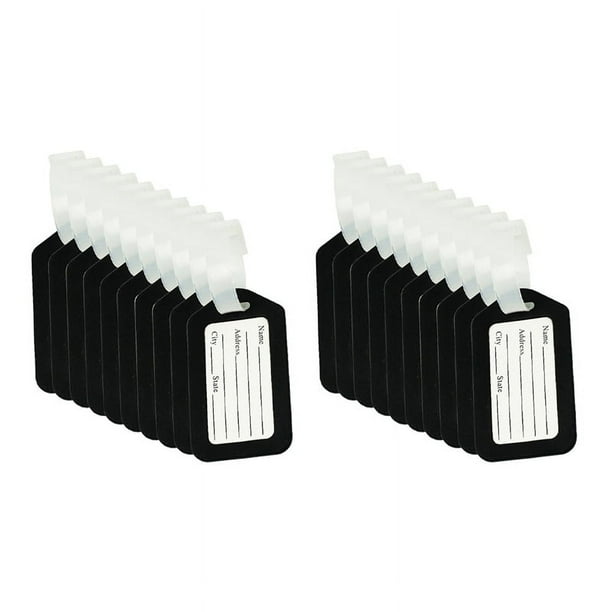 20Pcs Equipaje Etiquetas Maleta Etiqueta Bolsa Viaje Accesorios Negro