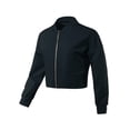 thumbnail image 2 of A2Y Women's Solid Heavy Siro Rayon Brushed Effect Bomber Jacket Navy S, 2 of 7