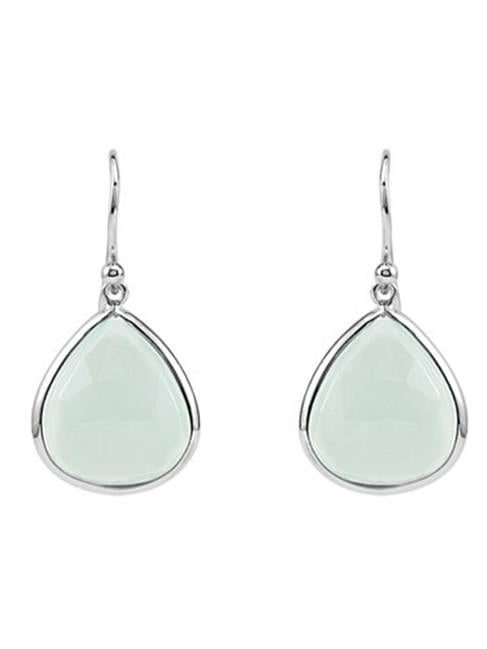 Fine Jewelry Vault UBERS69644AGCAQ 925 Sterling Silver Fashion Aqua Chalcedony Earrings 16 x 14 mm. by Fine Jewelry Vault