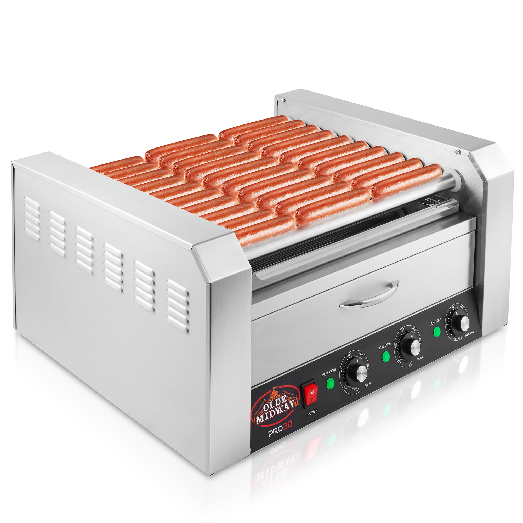 Olde Midway Electric Hot Dog Roller Machine, 11 Rollers with Bun