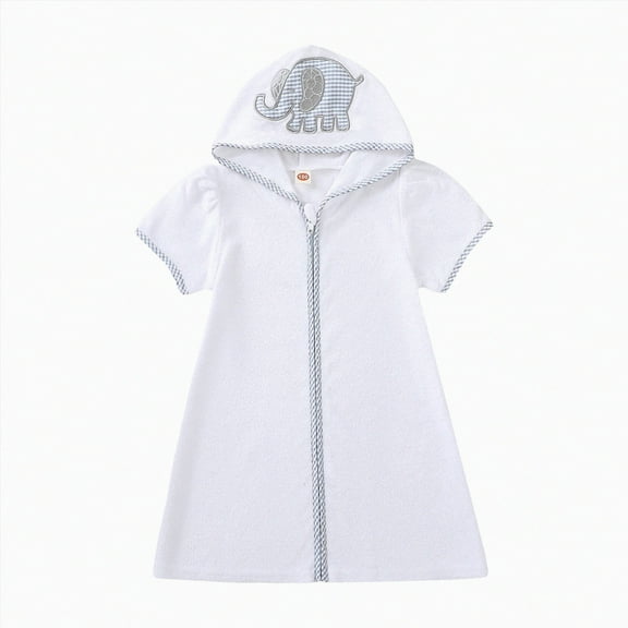 kpoplk Kids Toddler Little Boys Girl Swim Cover Up Terry Zip-Up Hooded Beach Bathing Suit Swimsuit Wraps Zipper Coverup(4-5 Years,Grey)