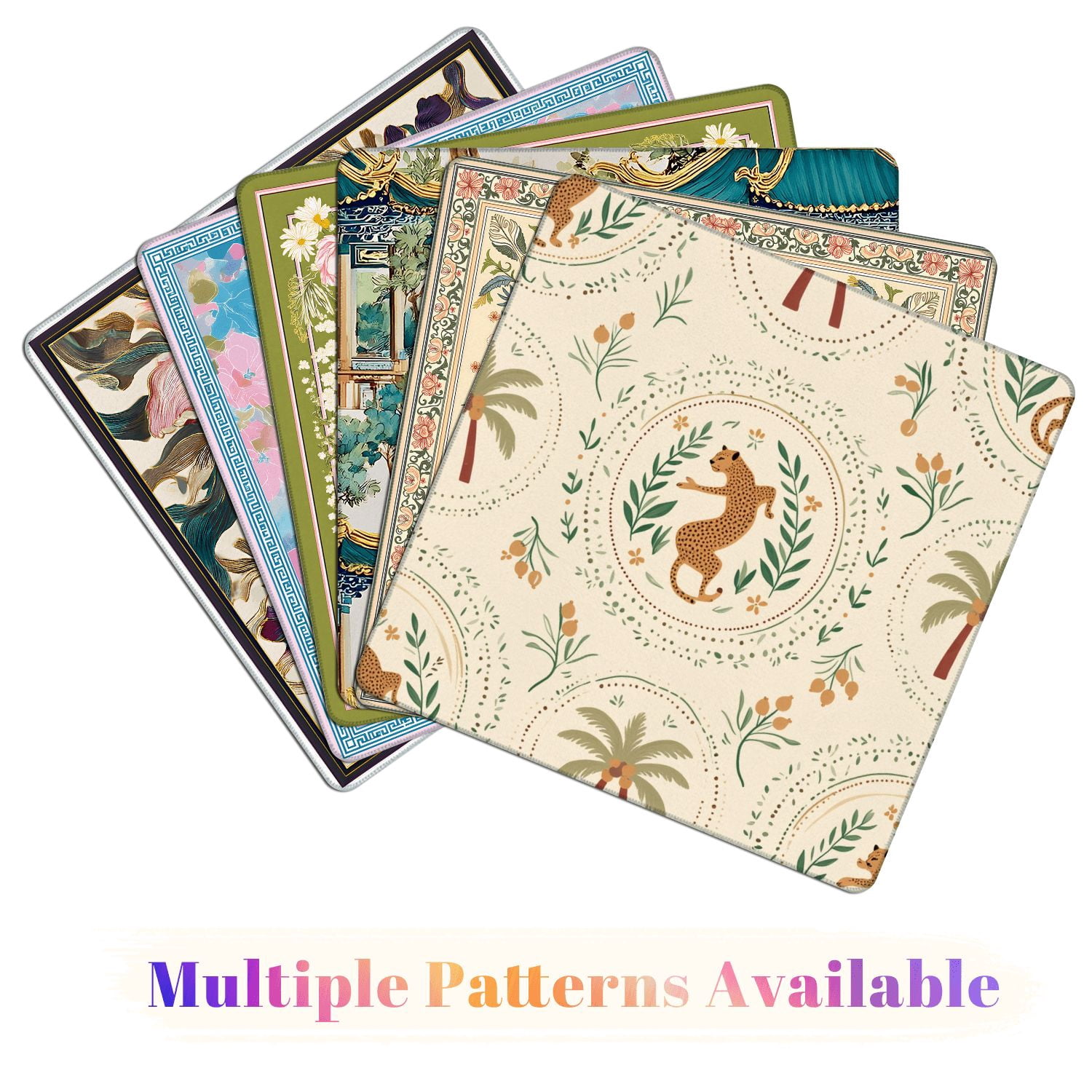 Mahjong Mat 31.5" x 31.5" Summer ceramic tile tropical palm tree leopard animal checkered round Non-Slip Noise Reduction American Mahjong Tiles Table Cover for Dominoes Poker Card Board Games Gift