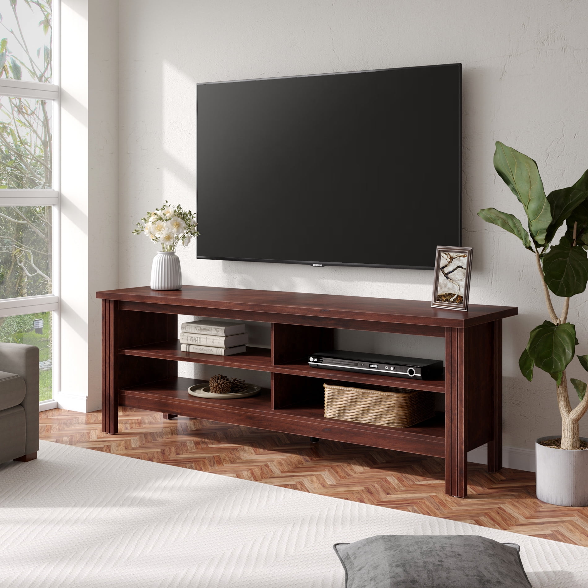 TV Stand Entertainment Media Center Console Shelf Cabinet for TV's 50" Brown 