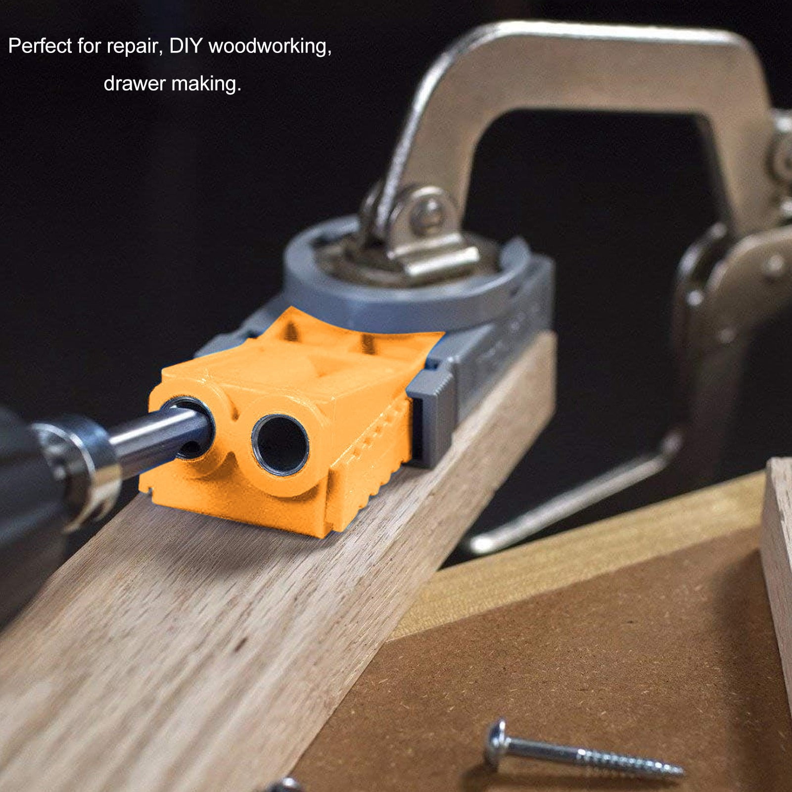 BIMZUC Woodworking Inclined Hole Locator 15° Adjustable DIY Pocket Hole Jig Kit for 1/2in to 1 1/2in (12.7mm to 38.1mm) Thick Materials Hardware Tool