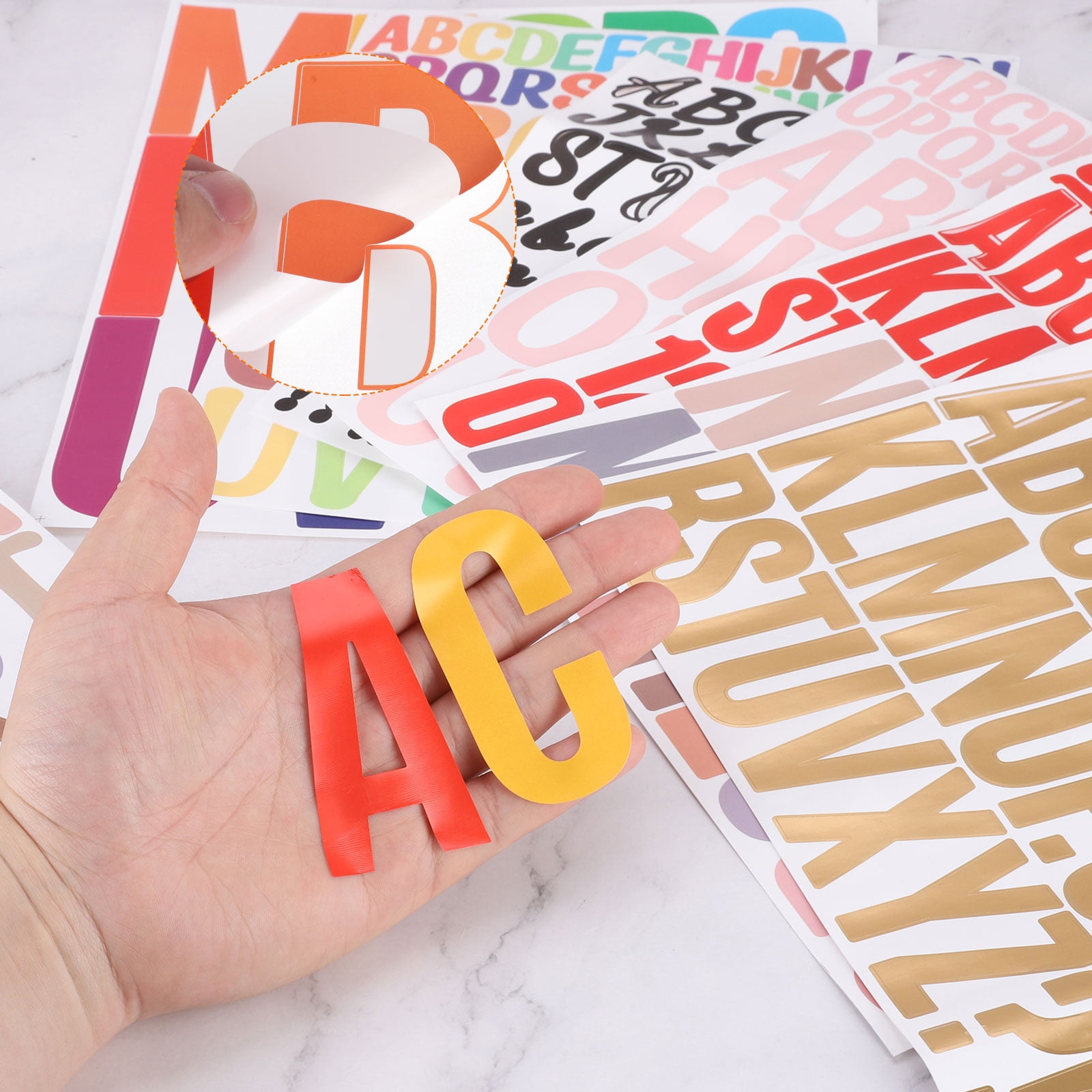 Uxcell 350 Pieces Vinyl Letter Stickers, 20 Sheets 4 Inch Colorful Self-Adhesive Cute Alphabet Stickers for DIY Craft