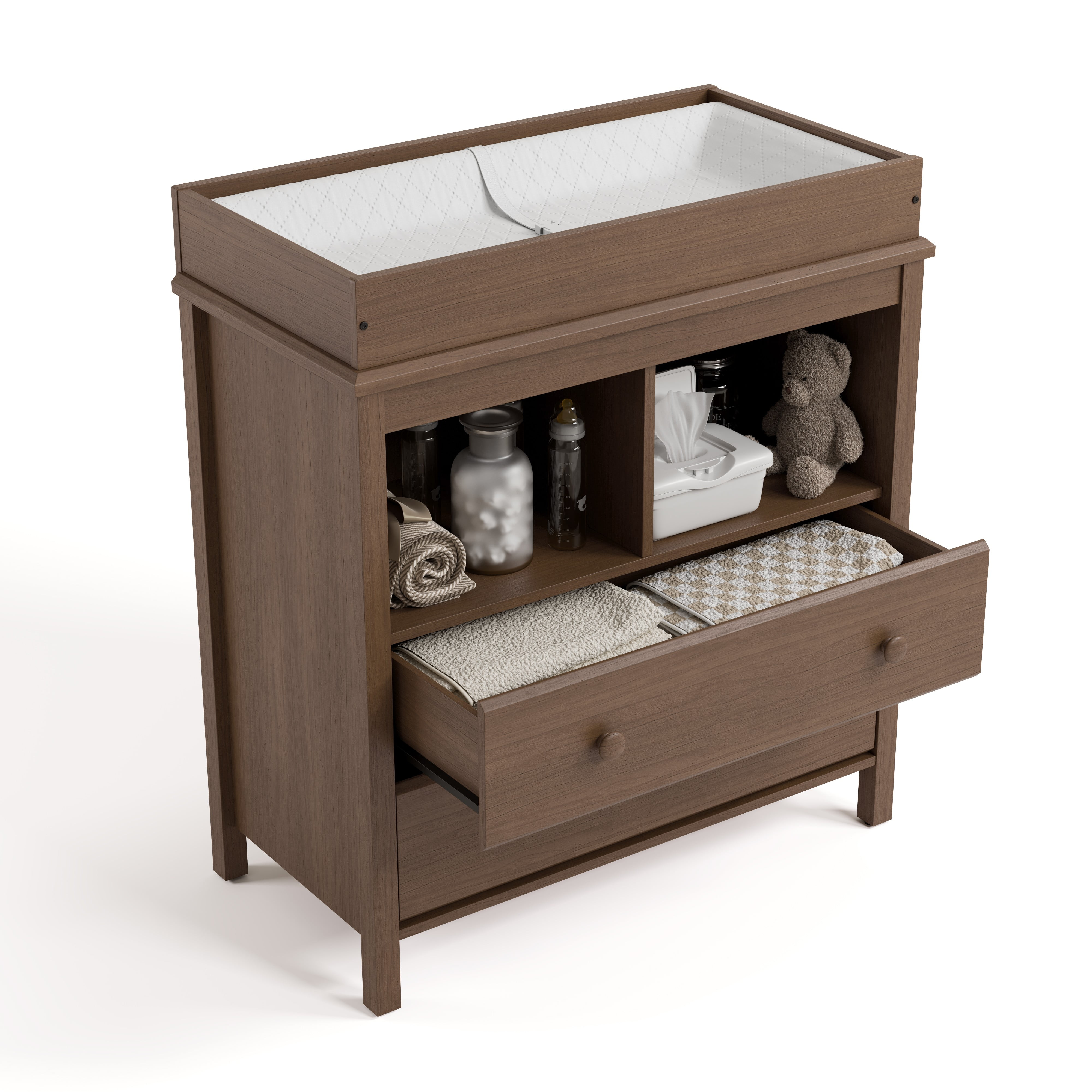 Storkcraft Alpine 2-Drawer Infant Changing Table Dresser, Hazelnut