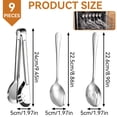 thumbnail image 2 of 9 Piece Serving Set, 8.9 inch Stainless Steel Serving Utensil with Serving Spoon/Slotted Spoons/Serving Tongs, Silver Buffet Banquet Catering Serving Spoons Tongs Set, Dishwasher Safe, 2 of 7