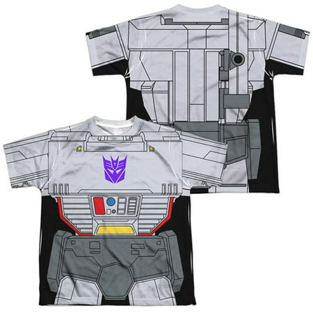 Trevco Sportswear HBRO132FB-YTPP-3 Transformers & Megatron Costume Front & Back Print - Short Sleeve Youth Poly Crew T-Shirt, White - Large