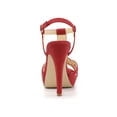 thumbnail image 2 of BLISSFUL STEP Women T Strap Slingback Platform Stiletto Heel Sandals Red 8, 2 of 8