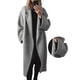 thumbnail image 2 of Abrigo de Lana de Invierno para Mujer, Cruzado, de Larga, con Solapa de Muesca, Tipo Gabardina Larga Gris XL, 2 of 5