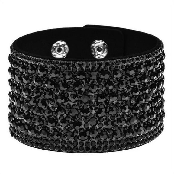 Namzi Bracelets for Women Trendy Boho for Women Rhinestone Bangle Bracelets for Women Boho Leather Wrap Bracelets for Women Valentine's Day s for Women-Black