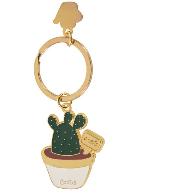 Llavero con forma de cactus y planta en maceta, bonito y nuevo, para mujer, colgante para bolso, macetas blancas