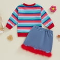 thumbnail image 6 of Halloween Chucky Doll Costume Toddler Baby Boy Girl Striped Sweatshirt Tops+Plush Trim Skirts Set Party Cosplay Outfits, 6 of 7