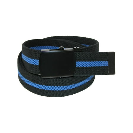 Size one size Men's Big & Tall Adjustable Police Belt with Blue Center Line, Black with Blue