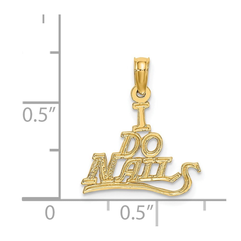 Auriga Fine Jewelry 14K Yellow Gold I Do Nails Charm Pendant for Women (L-13.65 mm,W-16.4 mm)
