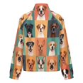 thumbnail image 6 of Jackets for Women Winter Coat Jackets Flannel Stand Collar Jacket(Cute Dog Sketch,Size:S-4XL), 6 of 7