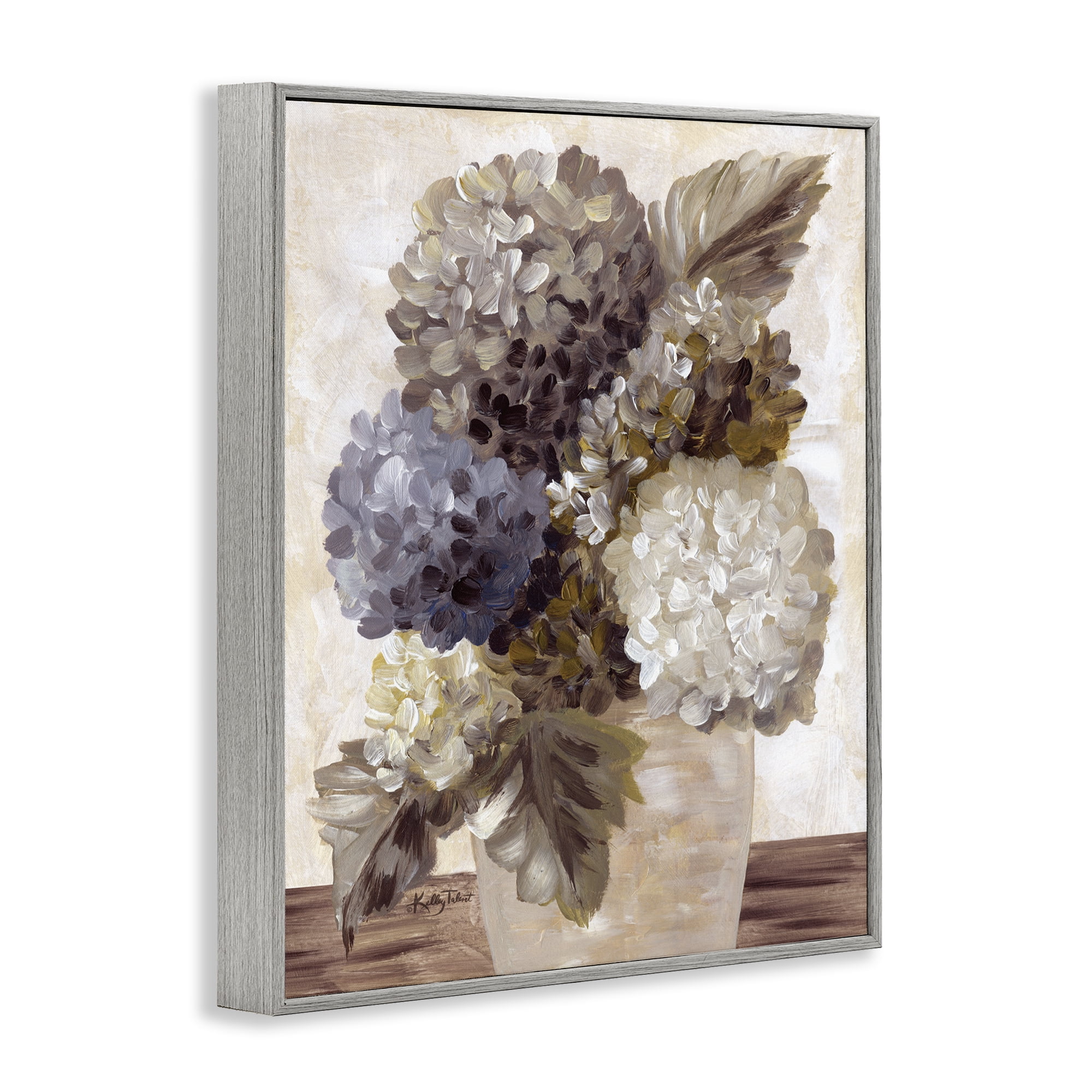 Stupell Industries Full Hydrangea Blooms Botanical & Floral Painting Gray Framed Art Print Wall Art, 24 x 30