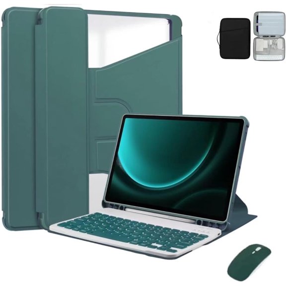 360° Rotatable Clear‑Back Keyboard Case & Mouse for Lenovo Tab M11 / Idea Tab 11 / K11 LTE 11",Green