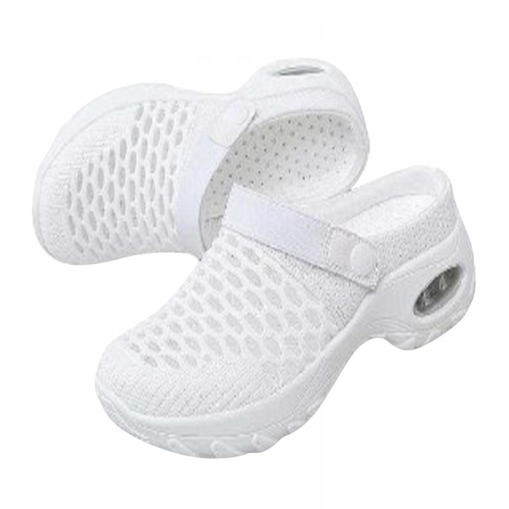 Women's Slippers House Shoes All Seasons Mesh Slip On Air Cushion Garden Shoes (White) - image 2 of 3