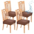 thumbnail image 1 of Uxcell 4-Pack Fundas Impermeables para Sillas de Comedor, Fundas de Asiento de Jacquard Elásticas Removibles y Lavables para Sillas, Protector de Cojines para Cocina/Hogar/Banquete [Café], 1 of 1