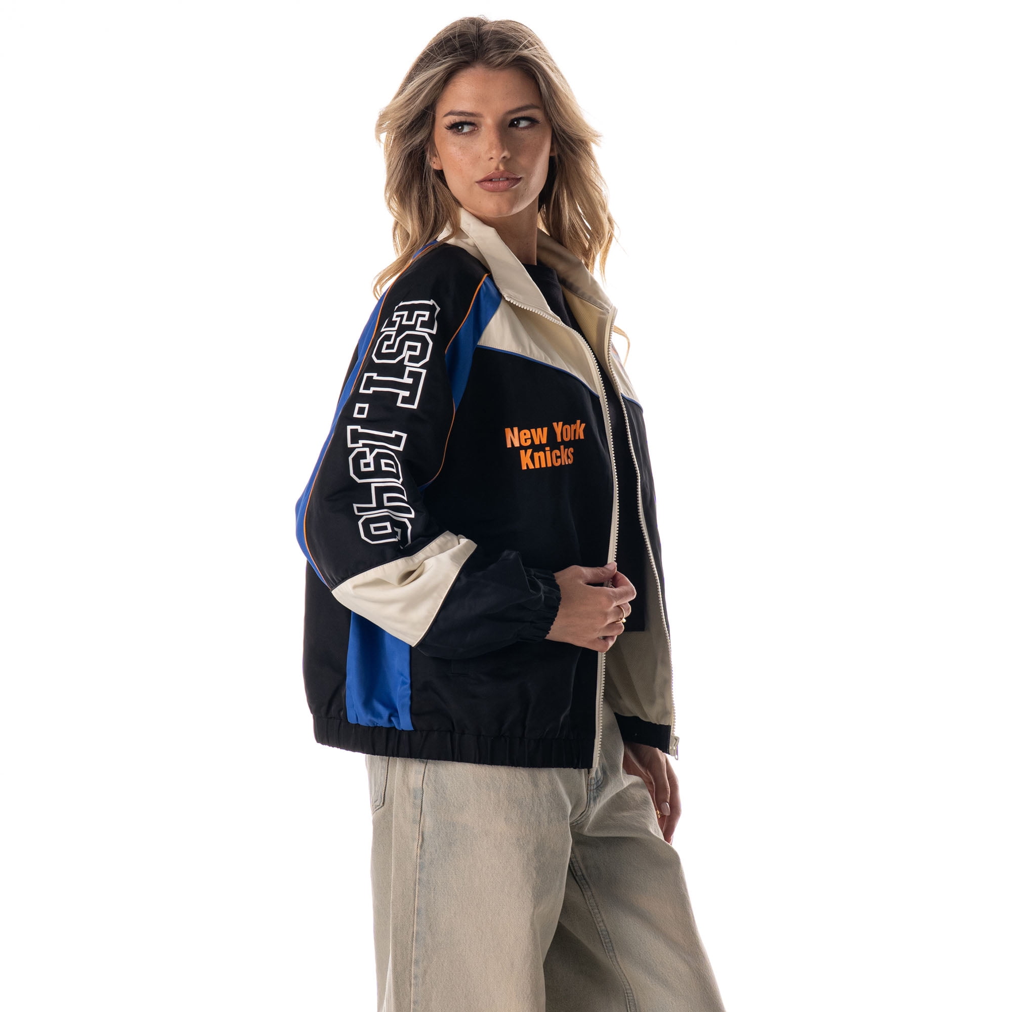 Unisex The Wild Collective Cream New York Knicks Oversized Raglan Full-Zip Track Jacket