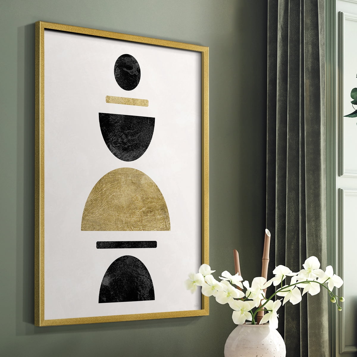 Modern Stack in Gold Solid Wood 8 x 10 Framed Print
