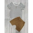 thumbnail image 2 of Newborn Baby 2Pcs Outfits, Summer Short Sleeve Striped T-Shirt + Elastic Shorts Set for Daily Life, 2 of 5