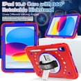 thumbnail image 5 of BMOUO Case for iPad 11th Generation (A16) 11 Inch 2025 / iPad 10th Generation 10.9" 2022 Protective Case with Screen Protector 360°Rotating Stand and Hand / Shoulder Strap, Red+Blue, 5 of 9