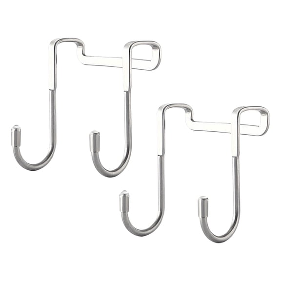 HOOWIFFY 2Pcs Over The Door Hooks Heavy Duty Plated Silver Stainless Steel Towel Rack for Home Organization