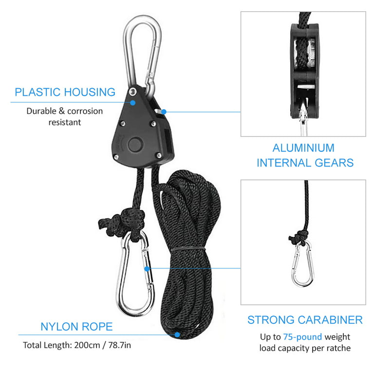 4pcs Pulley Ratchets Heavy Duty Rope Clip Hanger Adjustable Lifting Pulley  Lanyard Hanger Kayak And Canoe Boat Bow Rope Lock Tie Down Strap 