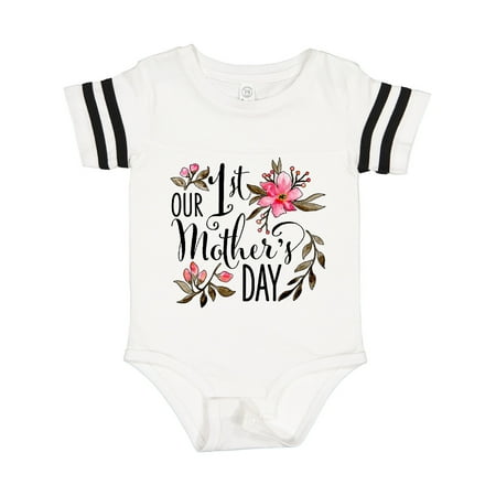 

Inktastic Our First Mother s Day- Pink Flowers Gift Baby Boy or Baby Girl Bodysuit