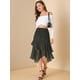 thumbnail image 3 of INSPIRE CHIC Faldas de gasa una línea de cintura elástica escalonada para mujer Negro L, 3 of 6