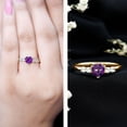 thumbnail image 3 of Rosec Jewels Amethyst Heart Promise Ring for Women - 0.9 Carat - AAA Quality - Amethyst and Diamond Ring - with Jewelry Box, 10K Yellow Gold, US 8.00, 3 of 8