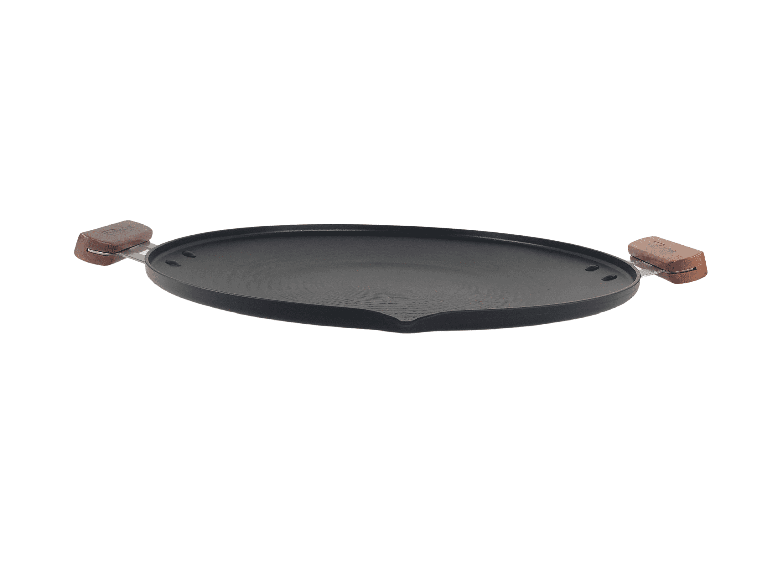 Premium 13.5 Korean BBQ Non-Stick Griddle Grill Pan with Wooden Handle, Induction Stove Cooktop Compatible