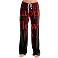 thumbnail image 2 of IYYVV Halloween Pajamas Cute Pumpkin Ghost Drawstring Palazzo Cozy Comfortable Pj Pants Halloween Sleepwear 2026 Deep Red S, 2 of 6