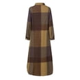 thumbnail image 4 of Women Long Shirt Collar Dress Loose Checked Plaid Dress Tie Dye Vintage Print Dresses, 4 of 6