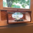 thumbnail image 6 of Wooden Bread Box Window Bird Feeder with Large Viewing Area | Fits Double-Hung Windows 24-36” Wide | Handcrafted Mahogany | Easy Fill & Clean from Inside | 24”W x 9.5”H x 9.5”D | Insulated Sides, 6 of 9