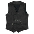 thumbnail image 3 of VBTAPA Men's Double-Breasted Suit Vest Business Casual Tops Herringbone Pattern Waistcoat for Wedding Tuxedos Black M, 3 of 7