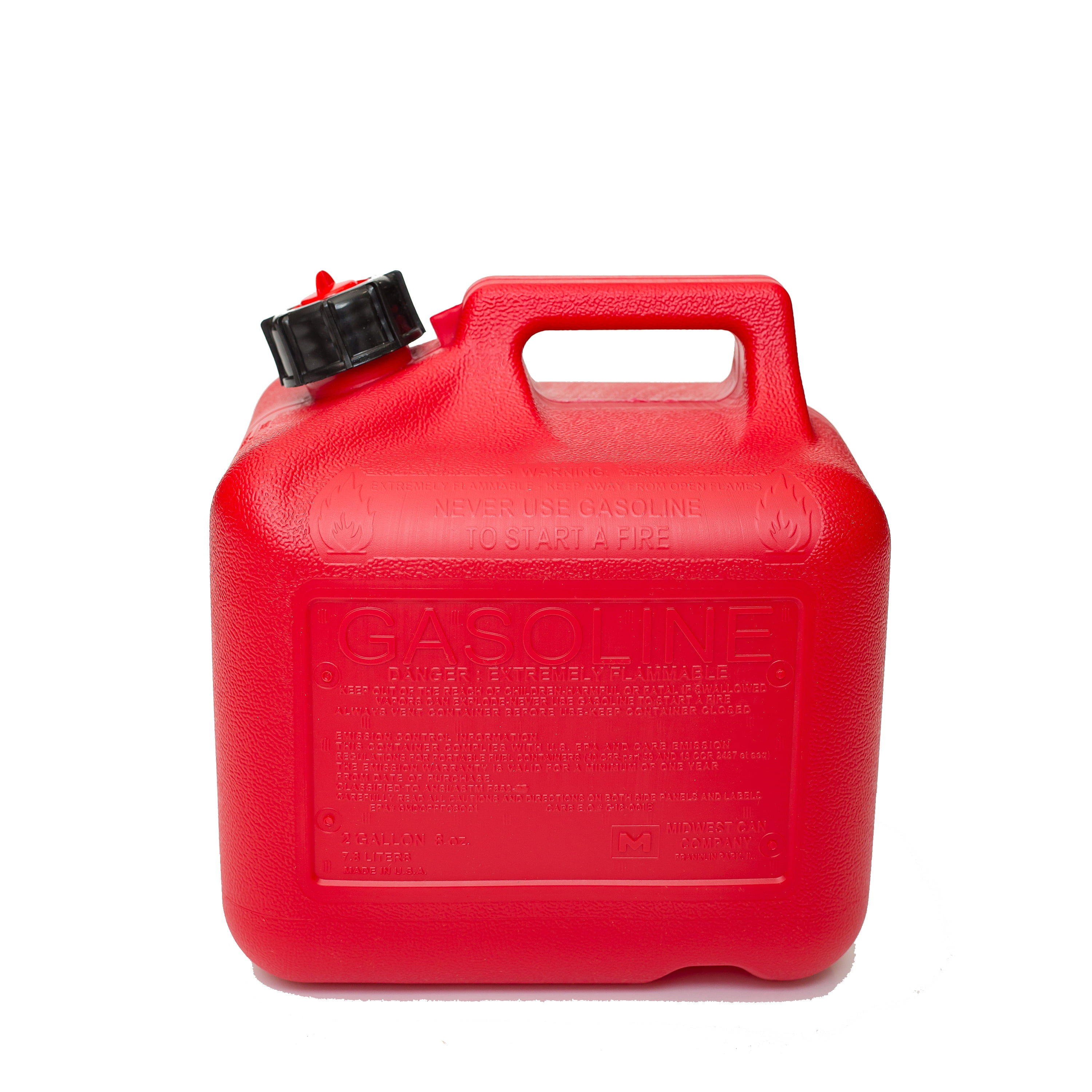 (2 pack) Midwest Can Auto Shut off Gasoline Can, 2 Gallon, 8 oz. Cpacity, Red in Color, Model 2310-4
