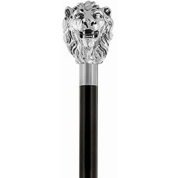 LION HEAD WOODEN WALKING STICK CANE 36 INCH