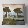 thumbnail image 2 of Designart White Horse and Green Trees - Landscape Printed Throw Pillow - 18x18, 2 of 5
