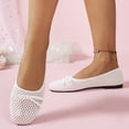 thumbnail image 5 of Miluxas Woven Ballet Flats for Women Cute Mary Janes Bow Elastic Strap Summer Straw Comfortable Casual Dressy Shoes White 9.5(43), 5 of 8