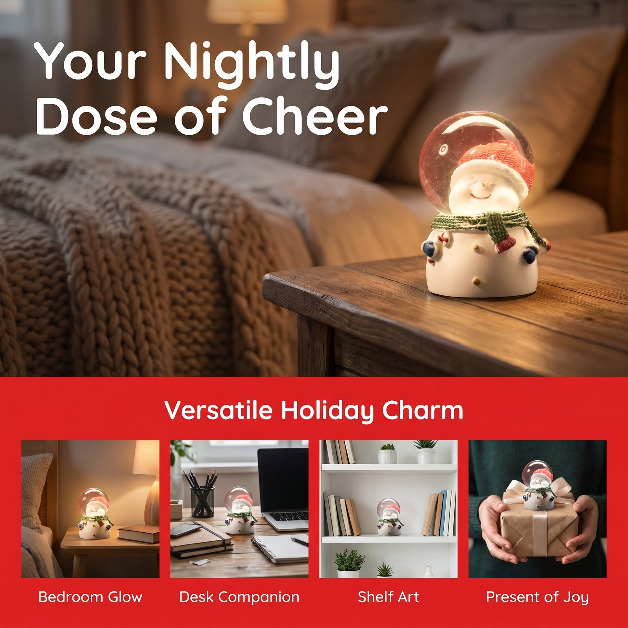 Unique Bargains Light Up Crystal Ball LED Glitter Snow Globe White A 1.8" x 1.8" x 2.7"