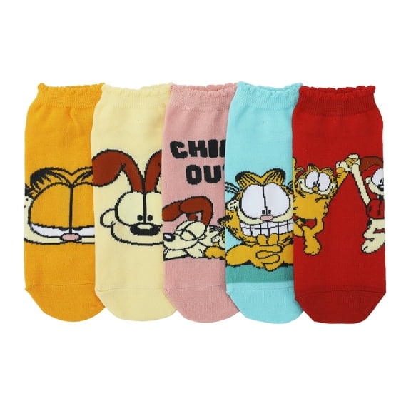 Garfield & Odie Character Art Women's 5-Pair Ankle Socks