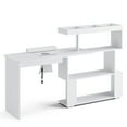 thumbnail image 3 of Advwin Manicure Table Nail Desk with Dust Collector, L-Shaped Nail Tech Desk with Storage Shelf, Rotating Reversible Beauty Nail Salon Station for Salon & Home Use, White, 3 of 11