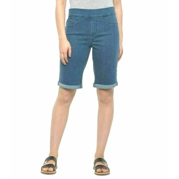 new NYDJ women jean pull on shorts MDNMSH2616 navy roll cuff peralta sz 00 $110