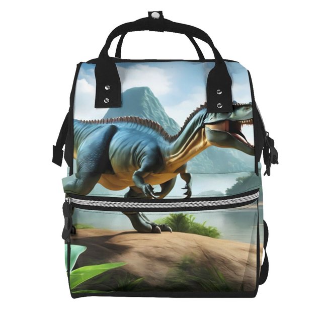 Easygdp Lake Forest Dinosaur A para Bolsa de Bebé de Gran Capacidad con Múltiples Bolsillos, Bolsa de Pañales para Padres, Bolsa de Viaje Organizada y Elegante