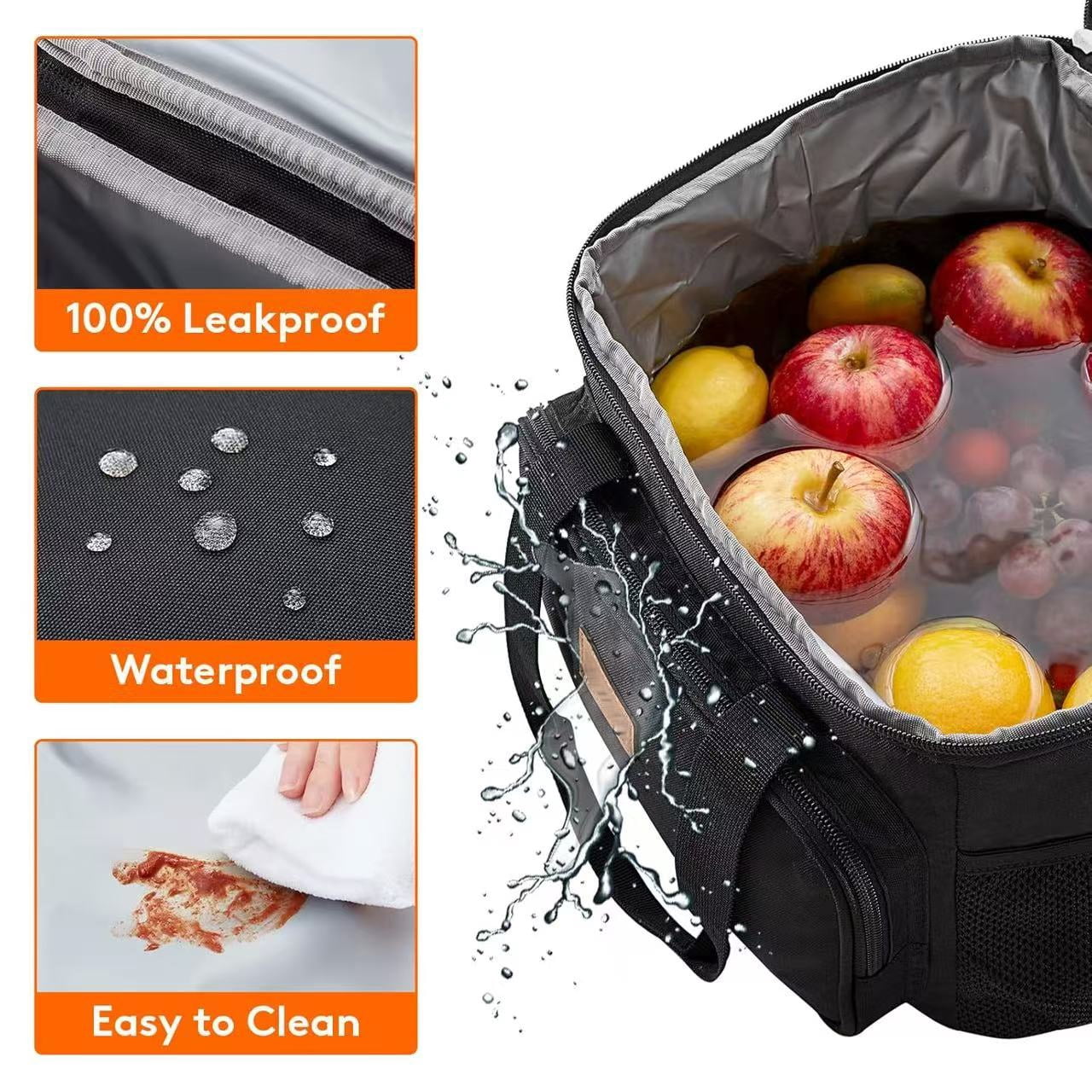 Reusable Lunch Box Insulated Lunch Box Soft Cooler Cooling Tote for Adult Men&Women Travel Essentials 15L,Black